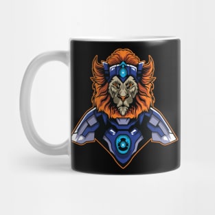 Lion cyborg illustration Mug